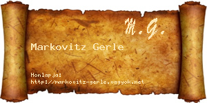 Markovitz Gerle névjegykártya